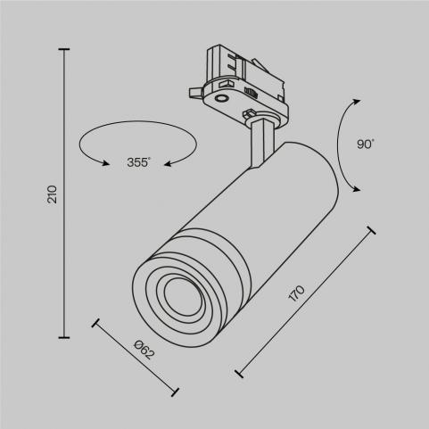 Трековый светильник Maytoni Technical Trinity  2700K Focus Zoom TR198-3-20W2.7K-Z-W